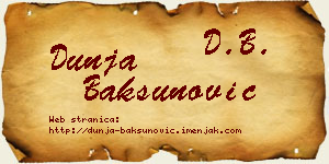 Dunja Bakšunović vizit kartica